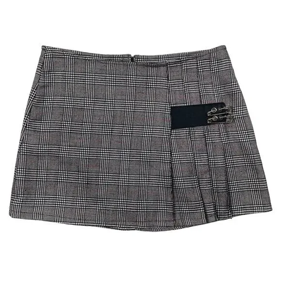 Y2K Serious Los Angeles Plaid Houndstooth Mini Skirt Small Vintage LA Clothing - Picture 3 of 16